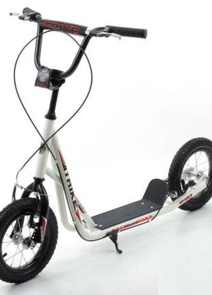 Самокат двухколесный с надувными колесами sr 2-045-3-w, ручной тормоз
