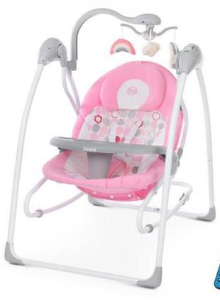 Дитяча электрогойдалка 2в1 шезлонг, з пультом sensa 1028 circles pink