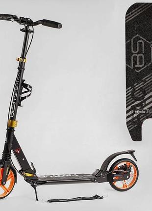 Cамокат двоколісний factor з ручним гальмом та амортизаторами  best scooter bs-98033