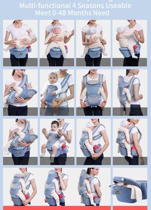 Слинг для новорожденных. эрго рюкзак переноска для детей. сумка рюкзак кенгуру....