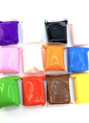 Набор воздушный пластилин 12 цветов super clay тесто для лепки8 фото