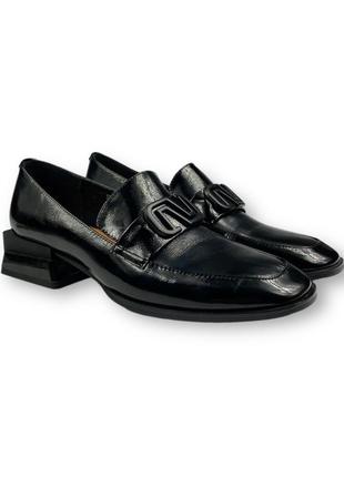 Женские лаковые туфли на низком каблуке черные удобные 18j919-04d-6056 brokolli 20143 фото
