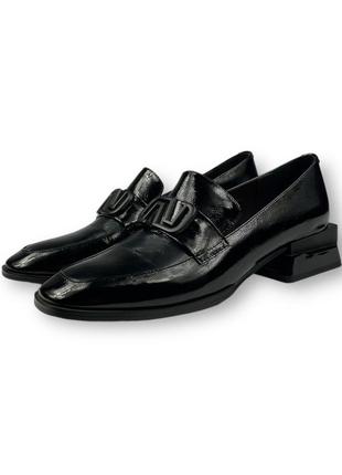 Женские лаковые туфли на низком каблуке черные удобные 18j919-04d-6056 brokolli 20144 фото