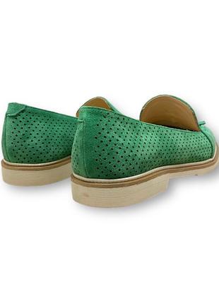 Женские замшевые слиперы с перфорацией летние зеленые туфли турция 15112 mario muzi 23025 фото