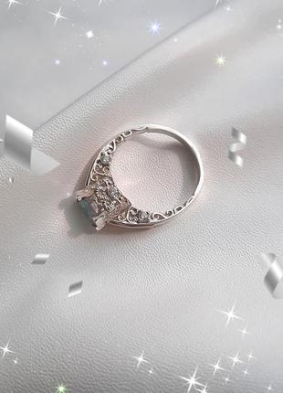 🫧 19 размер кольцо серебро с золотом фианит цвет мистик6 фото