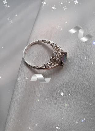 🫧 19 размер кольцо серебро с золотом фианит цвет мистик2 фото