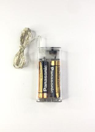 Біла світлодіодна гірлянда роса на батарейках 3м 30 led новорічна дротяна нитка лед білий холодний2 фото