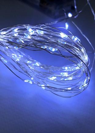 Біла світлодіодна гірлянда роса на батарейках 3м 30 led новорічна дротяна нитка лед білий холодний7 фото