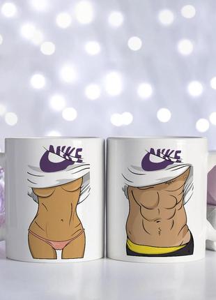 Набор парных чашек для влюбленных "ты моя кися и ты мой котик"