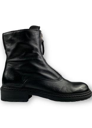 Жіночі демі черевики на флісі з блискавою попереду чорні натуральна шкіра yy004-7r-1 sasha fabiani 2325