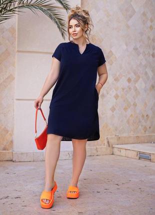 Літнє жіноче плаття по коліно суперстильне плаття яскраві кольори великі розміри