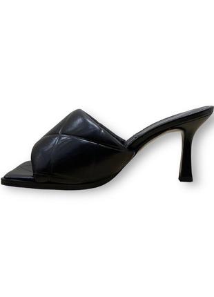 Женские кожаные сабо черные шлепанцы на каблуке hz2050-11-1 sasha fabiani 17252 фото