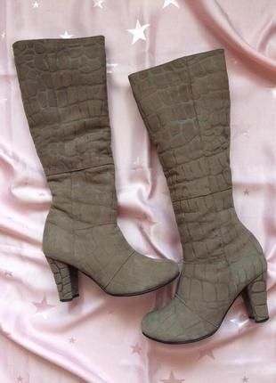 Сапожки зима тваринний принт натуральний нубук nivelle