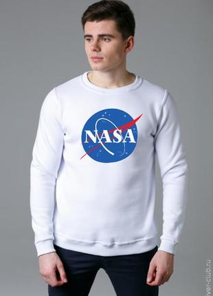 Мужской белый свитшот nasa