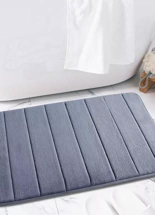 Преміум килимок для ванної 81*51 см. з ефектом пам'яті сірий, стильний, антиковзний, водопоглинальний