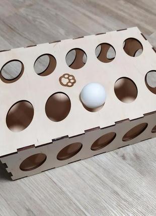 Деревянная интерактивная игрушка с мячом для кошек и котов2 фото