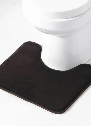 Килимок у ванну, туалет 50 * 40 см. чорний із вирізом стильний, антиковзний, водопоглинальний2 фото