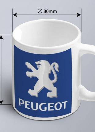 Чашка с принтом авто логотип  peugeut  (02010102011)2 фото