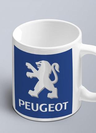 Чашка  з принтом авто логотип peugeut  (02010102011)