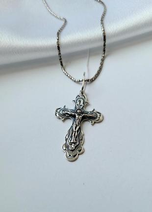 Срібний хрест зі розпятим срібло 925 чорний 3534ч 2.30г6 фото