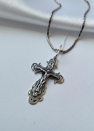 Срібний хрест зі розпятим срібло 925 чорний 3534ч 2.30г4 фото