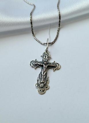 Серебряный  крест с распятием серебро 925 пробы черненное 3534ч 2.30г
