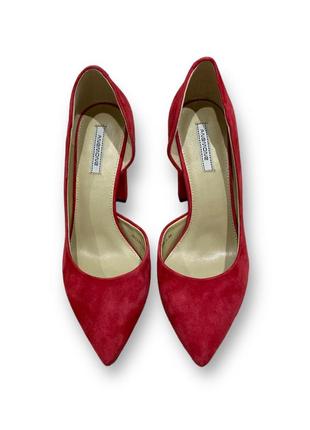 Жіночі елегантні вечірні туфлі на високих підборах, червоні, натуральна замша zh733a-30e-1 anemone 21756 фото