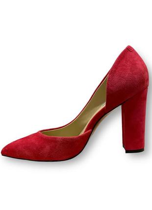 Жіночі елегантні вечірні туфлі на високих підборах, червоні, натуральна замша zh733a-30e-1 anemone 21752 фото