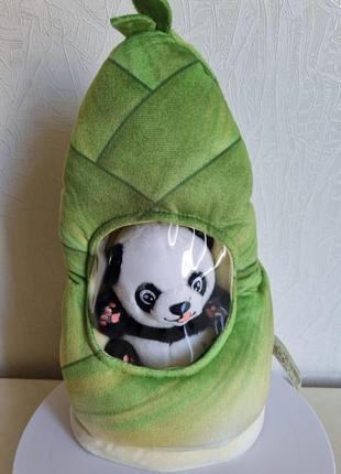 М'яка іграшка панда яка ховається в будиночку (панда 15 см, будиночок 30 см)3 фото
