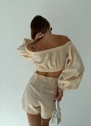 Топ + юбка-шорты из легкой натуральной летней ткани3 фото