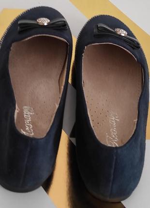 Школьные синие замшевые  туфли балетки для девочки5 фото