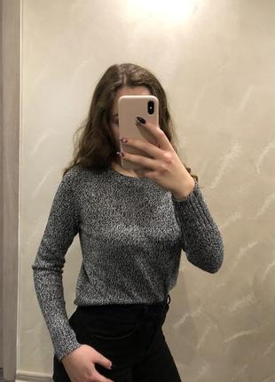 Идеальный меланжевый / чёрно-белый базовый свитер h&m1 фото