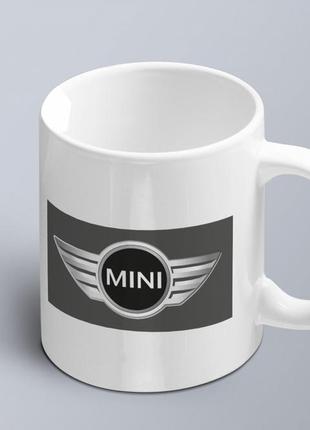 Чашка с принтом авто логотип  mini cooper  (02010102027)