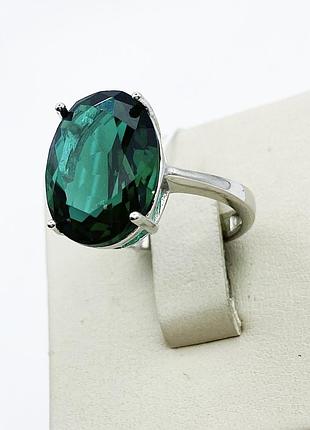 Кольцо серебряное с зелёным кварцем 17,5 4,2 г