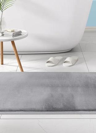Коврик для ванной 80*50 см. серый, стильный, антискользящий, водопоглощающий