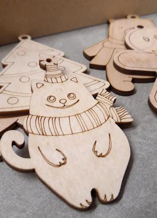 Набор для творчества, деревянные елочные игрушки-раскраски №3, 6шт./набор3 фото
