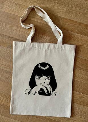 Эко-сумка шоппер с рисунком телесного цвета