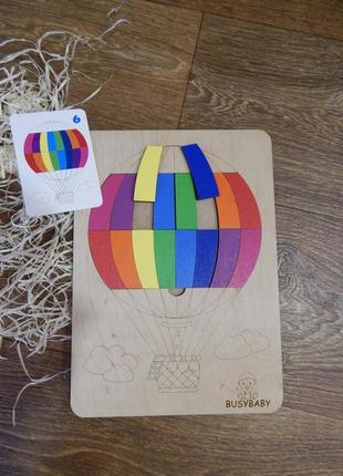 Деревянная игра-сортер / рамка-вкладыш "воздушный шар" для изучения цветов3 фото