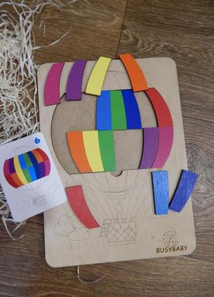 Деревянная игра-сортер / рамка-вкладыш "воздушный шар" для изучения цветов2 фото