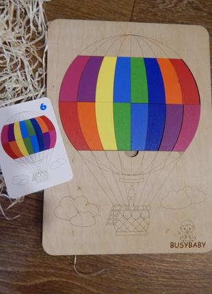 Деревянная игра-сортер / рамка-вкладыш "воздушный шар" для изучения цветов4 фото