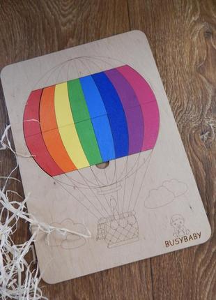 Деревянная игра-сортер / рамка-вкладыш "воздушный шар" для изучения цветов5 фото