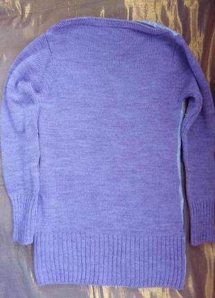 Теплый лиловый свитер туника с принтом fashion m-l2 фото