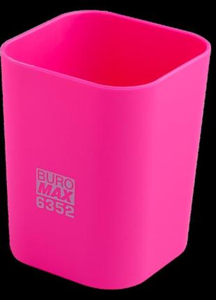 Стакан для ручок "buromax" пласт.rubber touch рожевий bm.6352-101 фото