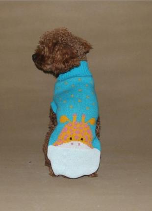 В'язаний акриловий светр для собак pet style "блакитний жираф"4 фото