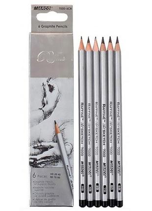 Набір олівців для кресл."marco"  hb-8в 6шт 7000-6