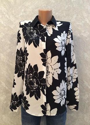 Блуза черно белая в цветы размер 8-10 next