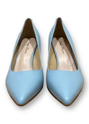 Женские кожаные деловые туфли на каблуках из натуральной кожи голубые s984-01-y775a-9 lady marcia 25956 фото