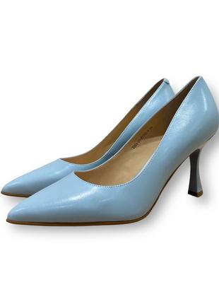 Женские кожаные деловые туфли на каблуках из натуральной кожи голубые s984-01-y775a-9 lady marcia 25954 фото
