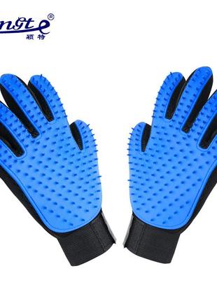 Перчатка для шерсти для собак pet style черно/синяя4 фото