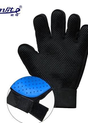 Перчатка для шерсти для собак pet style черно/синяя2 фото